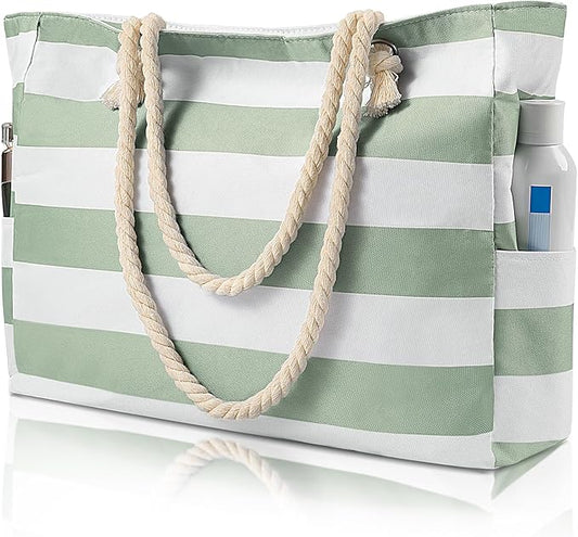 Pleneal Beach Bags For Women - Large Beach Bags with Zipper Waterproof Sandproof Swim Pool Beach Bag