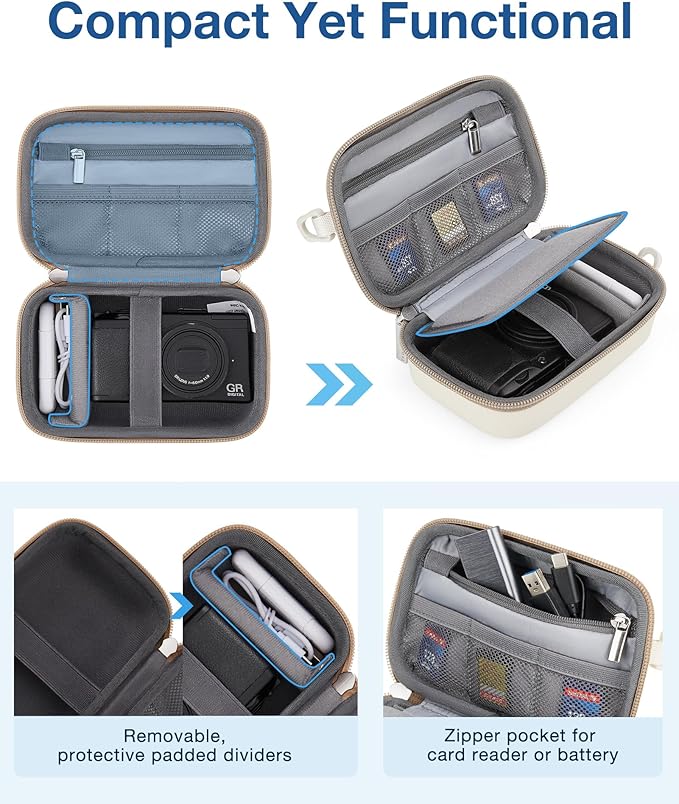 BAGSMART Digital Camera Case, Protective & Lightweight Camera Case with 2 Carrying Ways, Waterproof & Shockproof Small Camera Bag for Canon PowerShot G7X Mark II/III/Sony DSCW800/DSCW830 - Camel