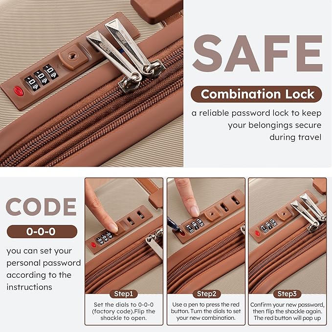 Suitour Expandable 4-Piece Luggage Set (14" 19" 23" 27") ABS Hardside Suitcase Sets with Spinner Wheels Checked Luggage Travel Suitcase