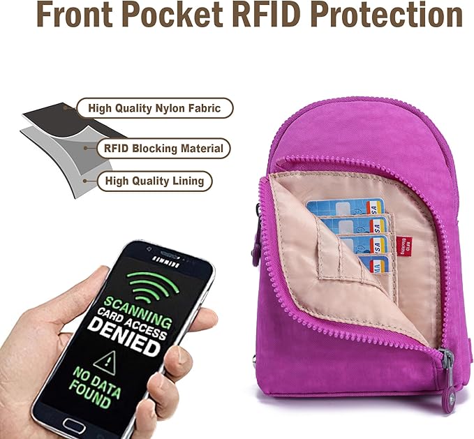 Haytijoe RFID Anti-Theft Sling Bag for Women, Small Crossbody Travel Purse with Locking Zippers, Lightweight Everyday Bag