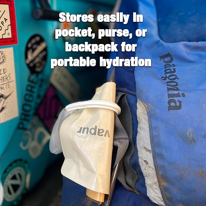 Vapur Collapsible Water Bottle With Carabiner, Compact Bottle Folds Flat For Hydration On The Go, Ideal for Traveling, Hiking or Camping, 23 Ounce, Malibu Teal, Pack of 1