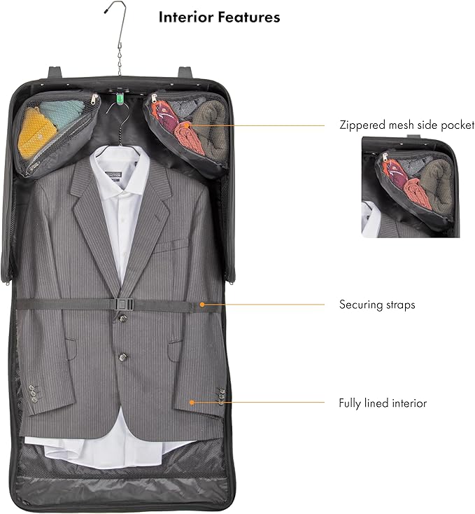 Travel Select Amsterdam Business Rolling Garment Bag, Softside Expandable Rolling 2-Wheeled Suit Carrier, Navy, One Size