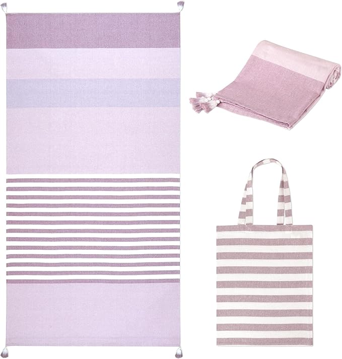 Folkulture Large Tote Bag For Women | 18 x 15 Inch - 100% Cotton Beach Tote Bag With Zipper, Turkish Beach Towel for Adults with Beach Bag 40" x 72" Bath Towels