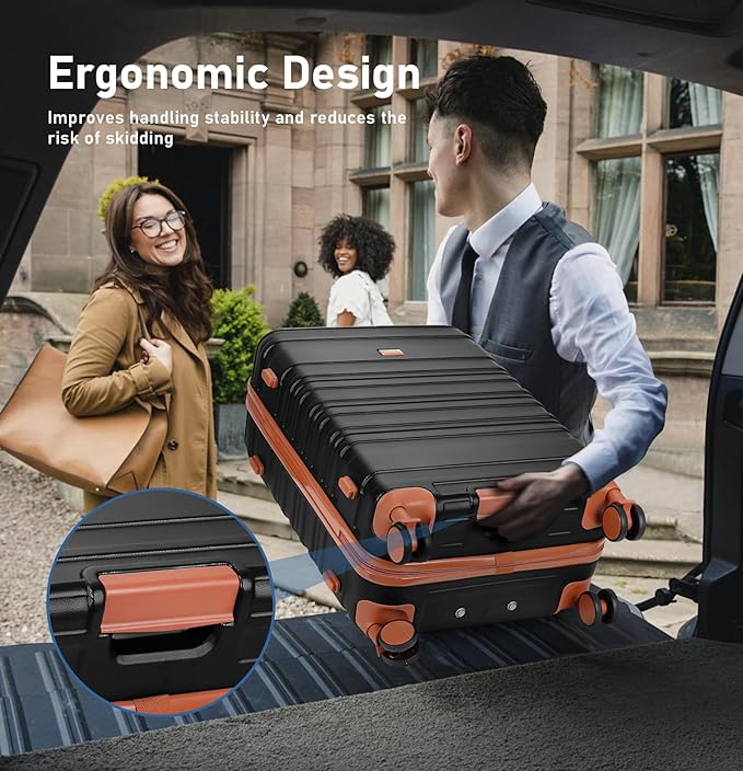 Luggage Set 5 Piece, Polycarbonate Luggage with TSA Locks,sturdy and durable, Carry On Luggage Set Suitable for Family Travel(Black 20/24/28 Inch)