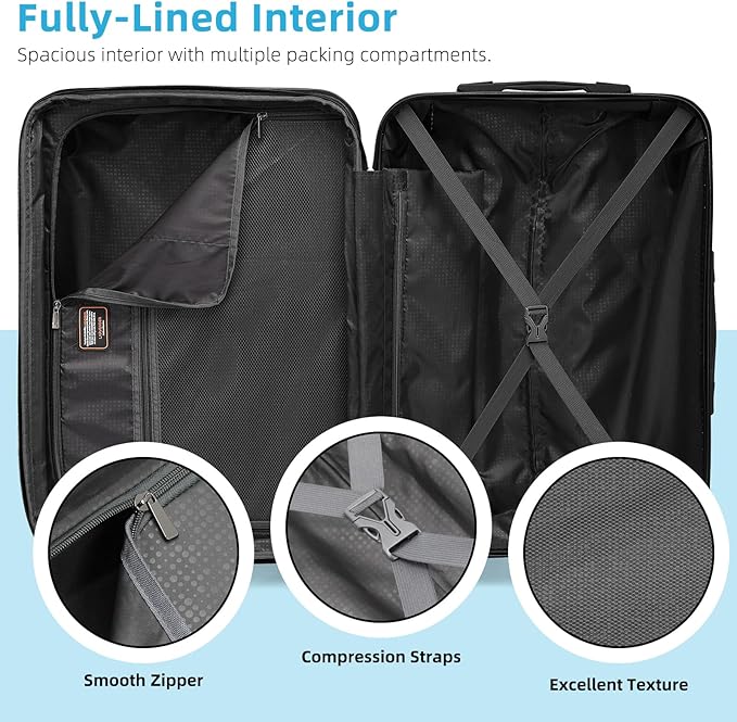 LARVENDER Luggage Sets 6 Piece, Expandable Luggage Hardside PC+ABS Leopard Suitcase Sets with Spinner Wheels TSA Lock, Lightweight Rolling Suitcase for Men and Women, Cheetah Print