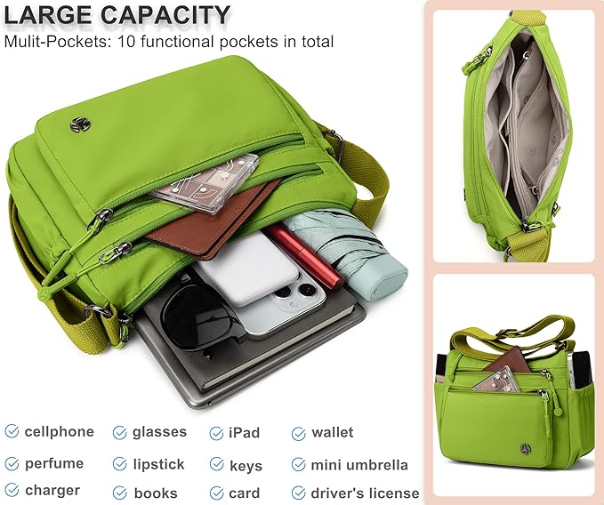 Casual Crossbody Bag with Anti Theft Pocket - Women Lightweight Water-Resistant Purse Bag