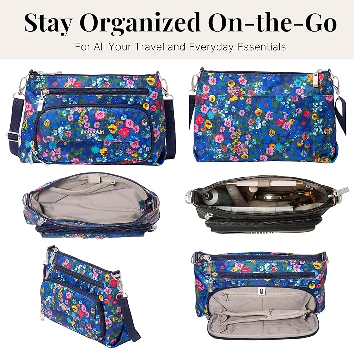 Baggallini Original Everyday 11x7.5 Crossbody Bags Rfid Protected Lightweight Nylon Zippered Travel Purse
