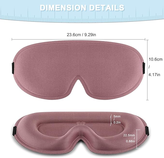 2 Pack Sleep Mask for Side Sleeper, Complete Light Blocking 3D Sleeping Eye Mask, Soft Breathable Eye Cover for Women Men, Travel, Nap, Relaxing Zero Pressure Night Blindfold (Pink+Purple)