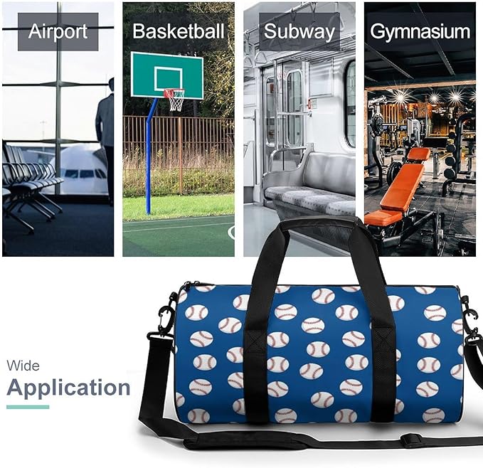 Lightweight Sports Travel Bag Baseball Navy Blue Cute Ball Beach Swim Bags Men Women Duffle Bag Foldable Overnight Bags