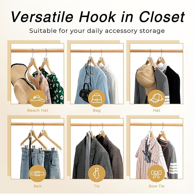 HOUSE DAY Space Saving Hanger Hooks 60 Pack, White Clothes Hanger Connector Hooks, Heavy Duty Hangers Hook Space Saver, Sturdy Hanger Connector Hook, Premium Cascading Hangers for Closet