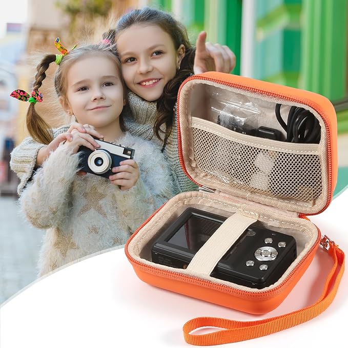 Digital Camera Case for AbergBest 21 Mega Pixels 2.7" LCD Rechargeable HD/Kodak Pixpro/Canon PowerShot ELPH 180/190/Sony DSCW800/DSCW830 Cameras, Travel Carrying Protective Case for Camera- Orange