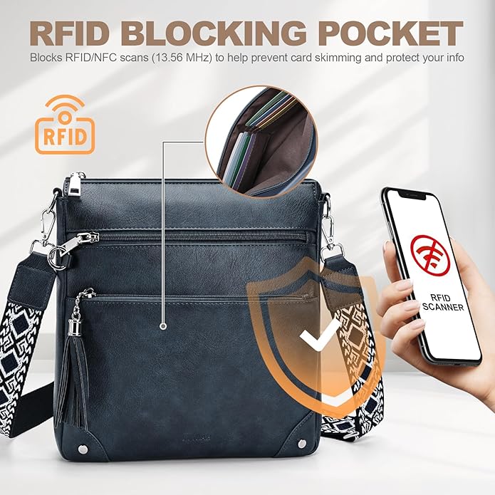 Anti Theft Crossbody Purses for Women RFID Blocking Crossbody Bags, Travel Shoulder Purse with Built-in Wallet