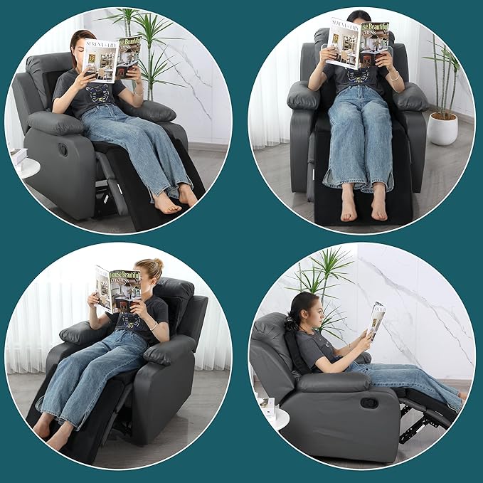 HOMBYS 3-in-1 Recliner Seat Cushion with Lumbar Support Pillow & Footrest, Multi-Functional Adjustable Height 2" to 6" for You to Choose, Non-Slip Foam Chair Cushion for Elderly, Black