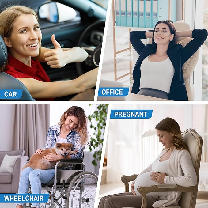 Lumbar Support Pillow for Car, Memory Foam Lumbar Pillow for Lower Back Pain Relief - Back Cushion for Driving, Chair Support for Car-Office Chair, Wheelchair - Classic Dark Grey