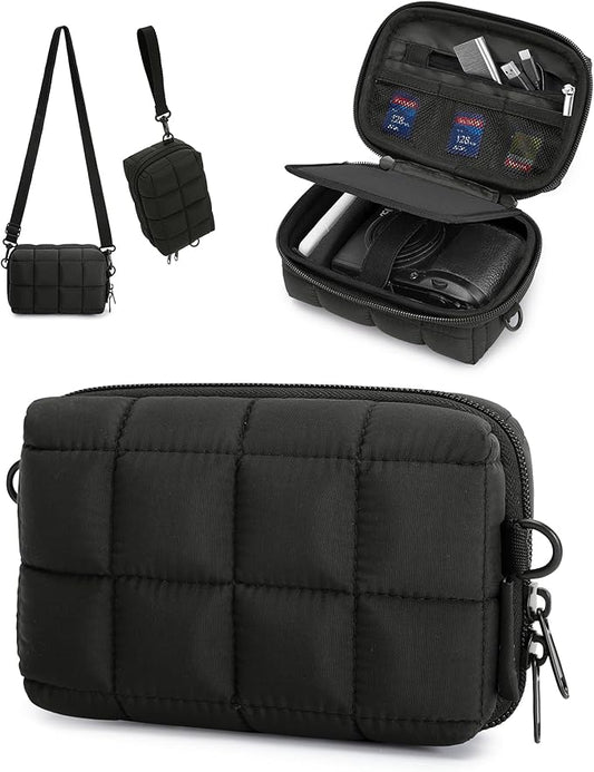 BAGSMART Digital Camera Case, Protective Puffy Camera Case with 2 Carrying Ways, Lightweight & Waterproof Small Camera Bag for Canon PowerShot G7X Mark II/III/Sony DSCW800/DSCW830 - Black