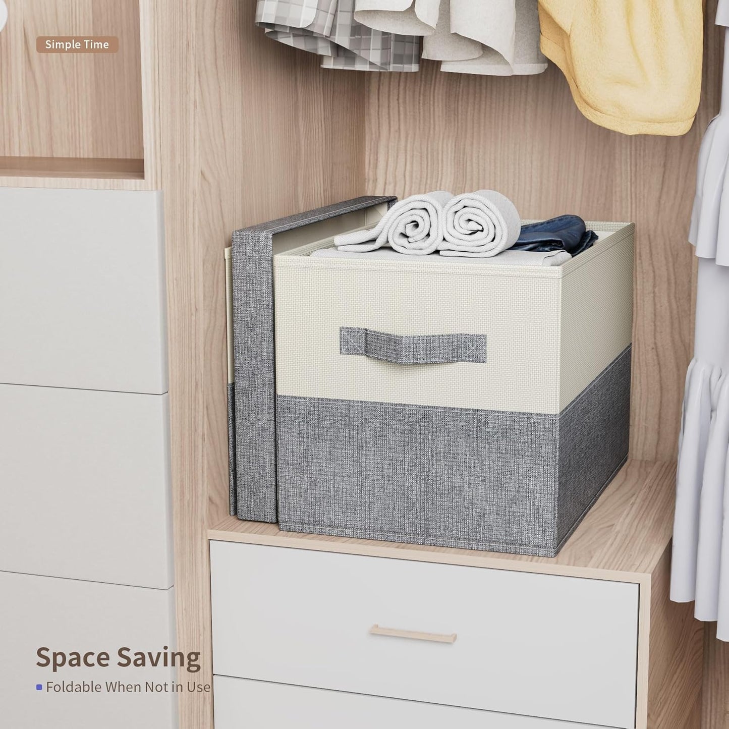 Fabric Large Storage Bins with Lids 3 Pack Collapsible, Linen Closet Organizers and Storage, Baskets for Organizing, Purse Organizer for Closet, Shelf Baskets, 15x10.6x10