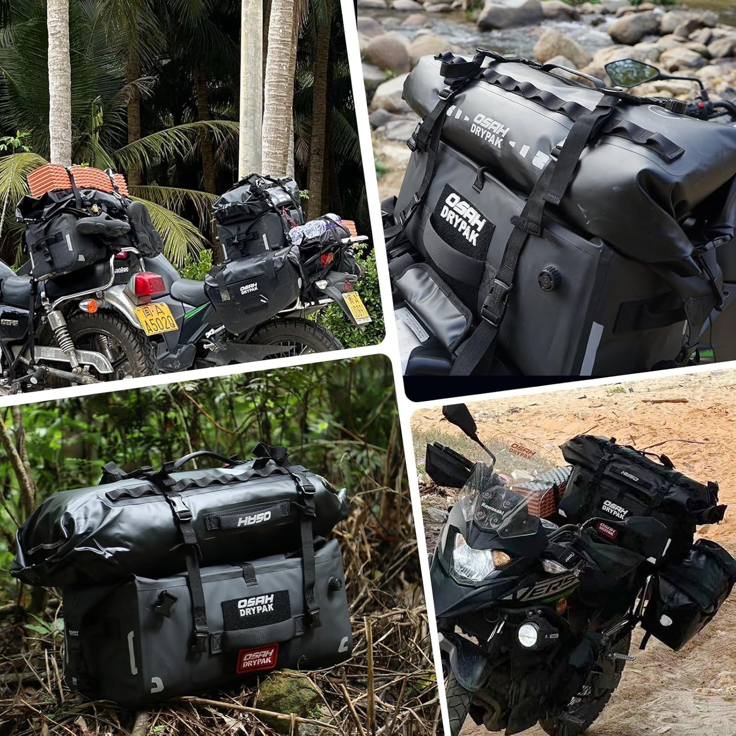 Waterproof Duffel& Luggage Bag - Motorcycle Dry Bag Tail Saddle Bags with Roll Top Closure,Large Storage Space,for Camping, Kayaking, Fishing & Traveling(Black, 20L)