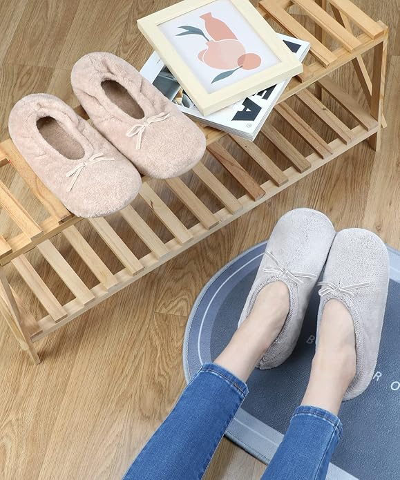 DICUIRD Women's Ballerina Slippers Lightweight House Slippers with Stretchable Heel Design