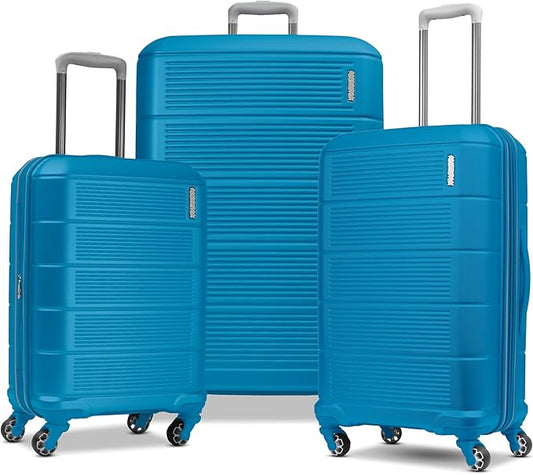 American Tourister Stratum 2.0 Expandable Hardside Luggage with Spinner Wheels, Adriatic Sea, 3-Piece Set (20/24/28)