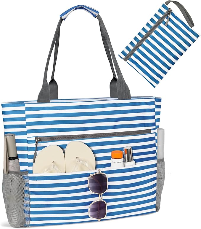 Beach Bag-Waterproof Sandproof Beach Totes with zipper Large Capacity Foldable for Women