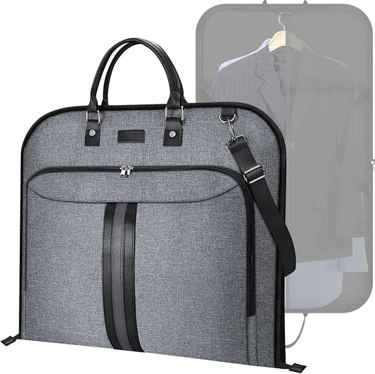 BALEINE Travel Garment Bag, Travel Suit Bag for Men, 42'' Waterproof Carry on Garment Bags for Hanging Clothes, Garment Duffel Bag for Travel Business (Grey)