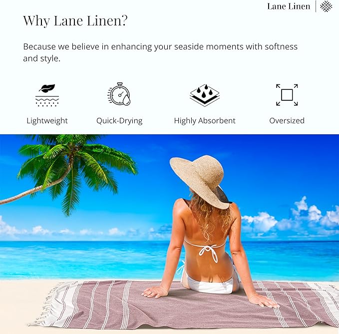 LANE LINEN Large Pool Towels, XL Beach Towel, Pre-Washed, No Shrink, Quick Dry Oversized Beach Towels, Stylish Beach Towel for Women, Sand Free Towel, 39"x71" - Fired Brick