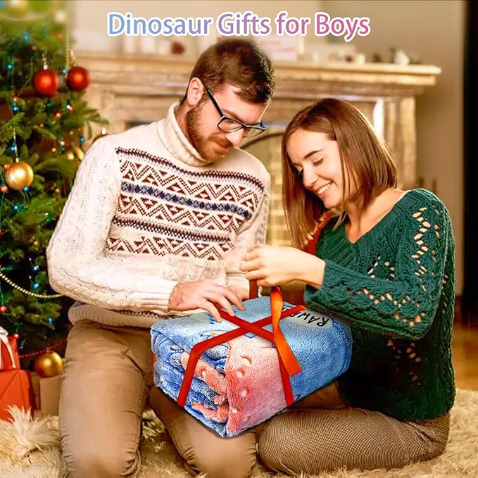 MyBrand Personalized Dinosaur Glow Blanket for Kids, Toddlers & Babies - Soft Fleece 50"x 60", Birthday Gift
