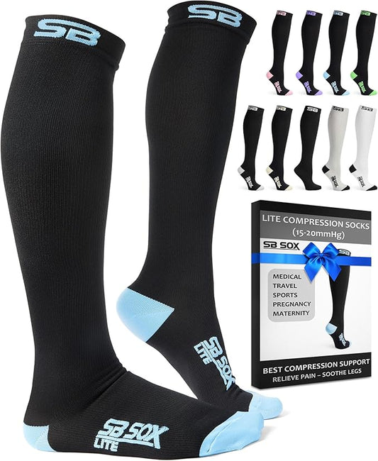 SB SOX Lite Compression Socks for Men & Women (15-20mmHg) – Best Compression Socks for Travel, Sports, and Daily Wear - XXL Sizes too!