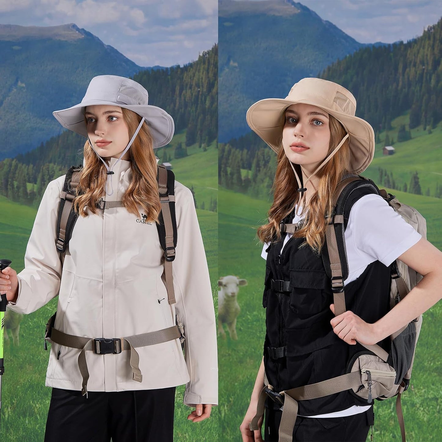 Sun Hat for Men/Women, UPF 50+ Fishing Hat,Waterproof Wide Brim Bucket Hat Foldable Boonie Hat for Hiking Garden Safari Beach