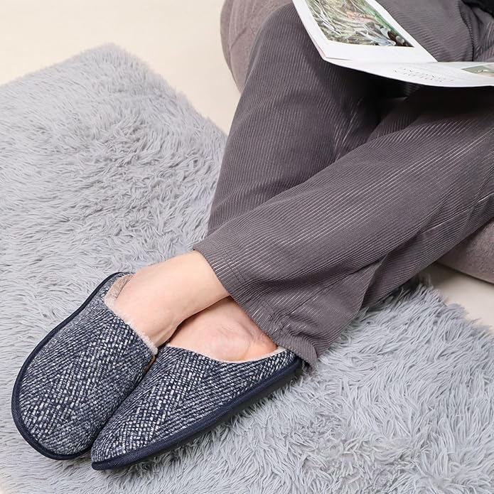 COFACE Mens Cozy Memory Foam Scuff Slippers Casual Slip On Warm House Shoes Indoor/Outdoor Sandal Slippers With Arch Support Rubber Sole Size 7-15