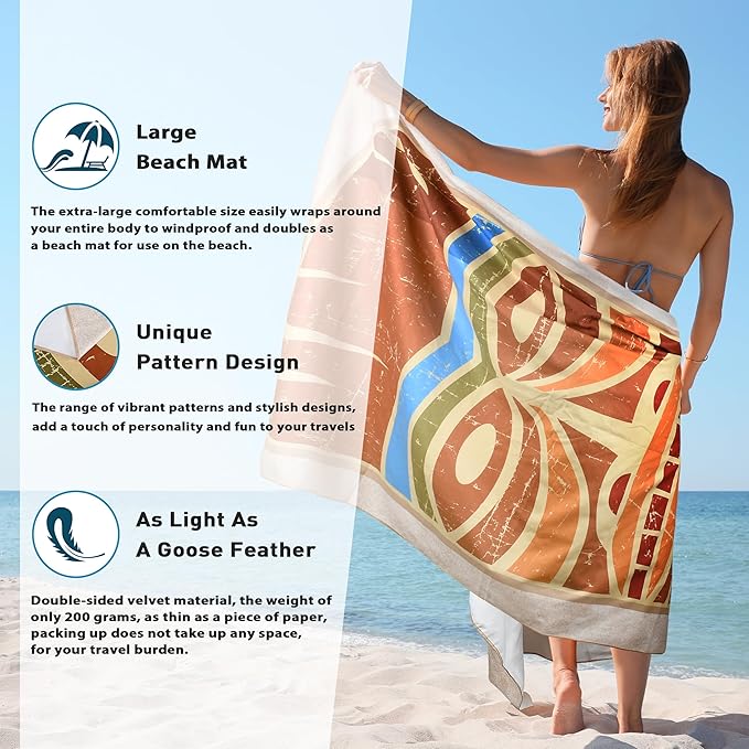Solaris Microfiber Beach Thin Blanket for Swimming, 40"x71" Sand-Free Quick-Dry Absorbent Compact Towel Mat for Adults, Ideal Travel Beach Gifts