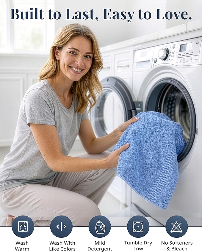LANE LINEN Bath Hand Towels for Bathroom - Pack of 4 (16" x 28"), 100% Cotton Hand Towel - Soft, Durable, Quick Dry & Highly Absorbent - Hotel Quality Face Towels for Salons & Home Use - Cerulean Blue