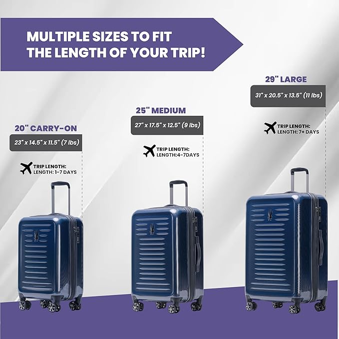 Spyder Rails Expandable Hardside Upright Suitcase with 360° Spinner Wheels, TSA Approved Lock (Navy, Large Checked)