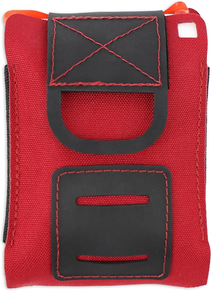 Lightning X LXPBW Wallet Trauma Kit – Slim EDC Pocket First Aid for Bleeding Control - RED Fully Stocked Kit
