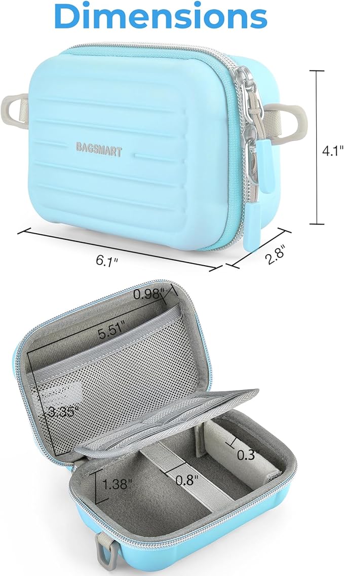 BAGSMART Digital Camera Case, Protective & Waterproof Small Camera Case with Shoulder Strap, Lightweight Camera Sling Bag for Canon PowerShot ELPH 180/190 / Sony DSCW800/DSCW830 - Blue
