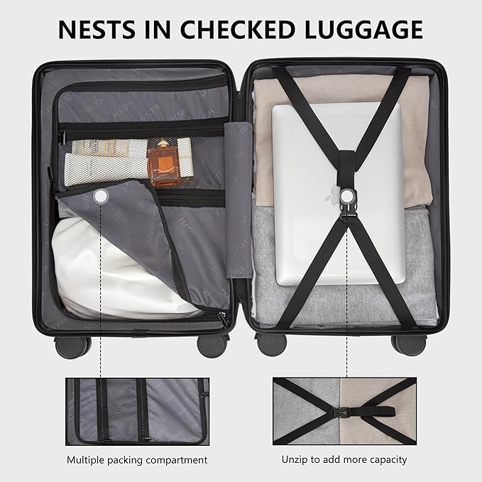Carry On Luggage with TSA Lock, Carry on Suitcase 22x14x9 Airline Approved, Carry-on luggage with 360° Spinner Wheels, Hardside 20 Inch Lightweight Hard Shell Suitcase (Black, 20-Inch)