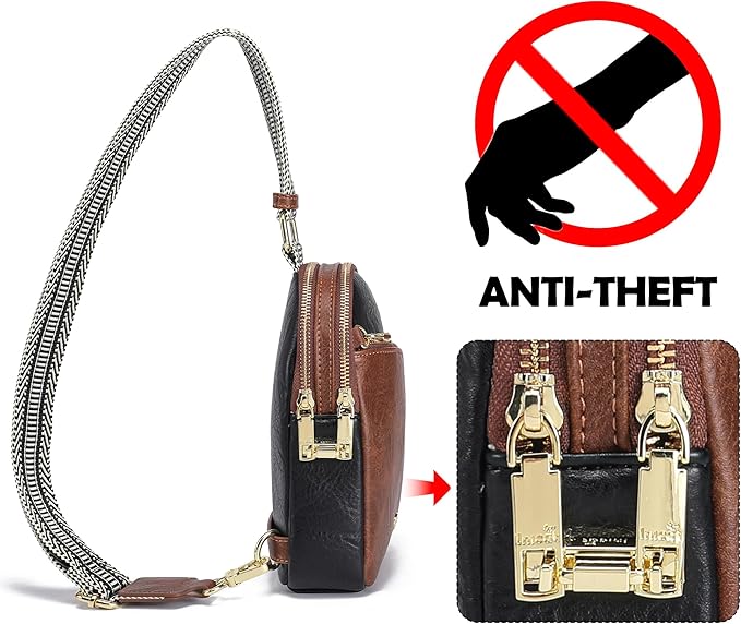 Haytijoe RFID Anti-Theft Sling Bag for Women, Small Crossbody Travel Purse with Locking Zippers, Lightweight Everyday Bag