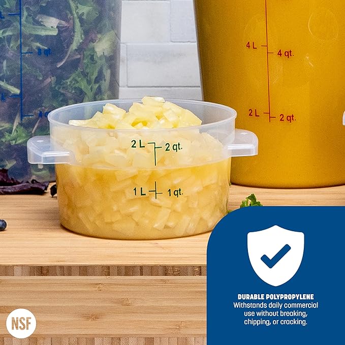 Carlisle FoodService Products Storplus Round Food Storage Container with Stackable Design for Catering, Buffets, Restaurants, Polypropylene (Pp), 2 Quart, Clear