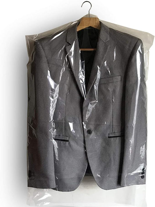 100 PCS Dry Cleaner Bags Plastic Clear 35.4 Inches Can be Hung Transparent Clothes Dust Cover