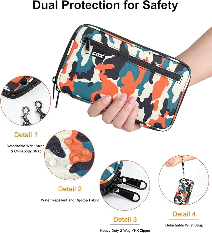 GOX Passport Holder for Travel Family RFID Neck Wallet for Traveling Women Travel Pouch for Passport and Documents with RFID Waterproof Zipper Passport Case (Multicolor)