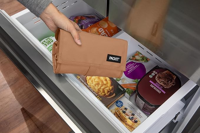 PackIt Freezable Lunch Bag, Almond, Built with EcoFreeze Technology, Foldable, Reusable, Zip and Fold Closure with Buckle Handle, Designed for Work Lunches and Fresh Lunch On the Go