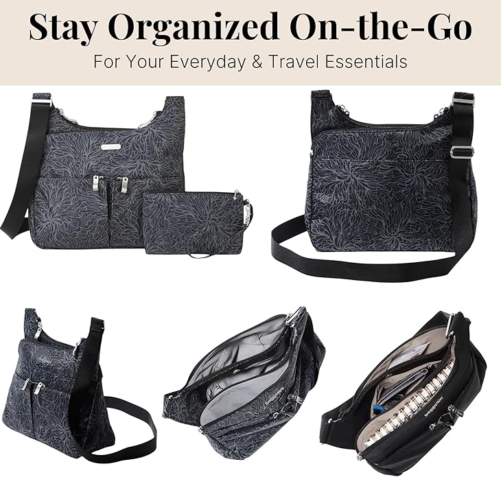 Baggallini Crossbody Travel Bag 11x8.5 Lightweight Water-resistant Nylon Handbag