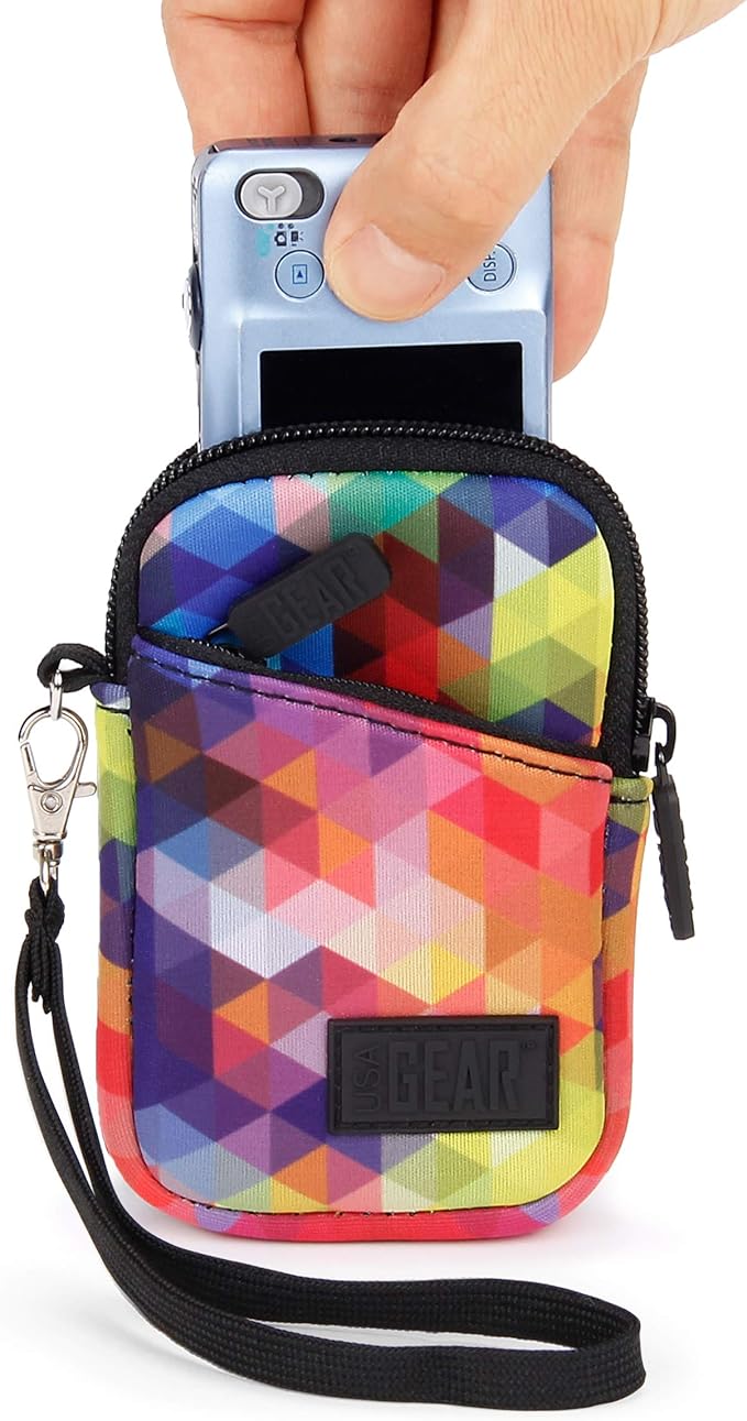USA Gear Small Digital Camera Case with Wrist Strap, Belt Loop - Camera Case Small Compact Compatible with Canon Powershot Elph, Pouch G7 Mark iii, Nikon Coolpix, PIXPRO - Fits 4.5 Inch Models