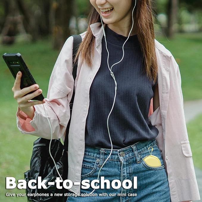 Ginsco Mini-Portable Hard Shell Earbuds Case for Apple EarPods Headphones USB-C Wired Ear Buds/Samsung Galaxy Wired Earbuds, Travel Case for Earphones Earplugs (1, Butter Yellow)