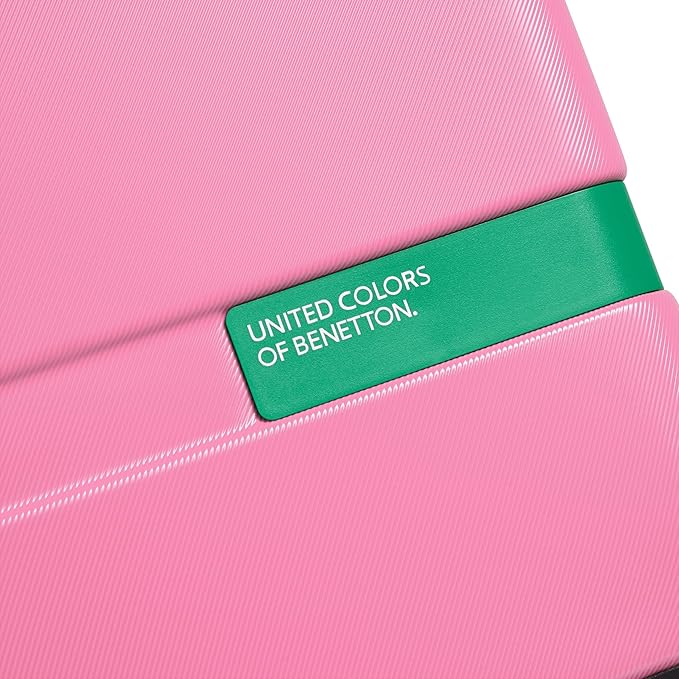 United Colors of Benetton Now! Hardside Luggage with Spinner Wheels, Light Pink, Checked-Medium 23 Inch