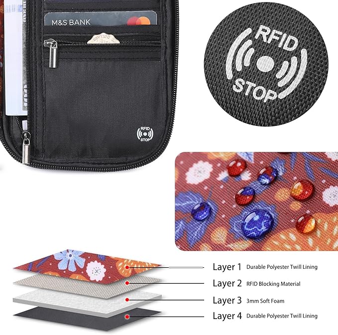 VanFn RFID Travel Passport Wallet, Family Passport Holder, Trip Document Organizer P.Travel Series