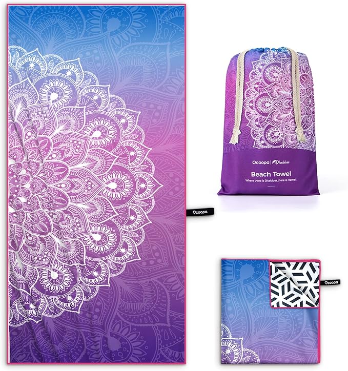 OCOOPA Microfiber Beach Towel - Oversized 71"x32" - Quick Dry, Sand Free - Lightweight & Compact - Large Beach Towels for Swimming, Camping, Holiday