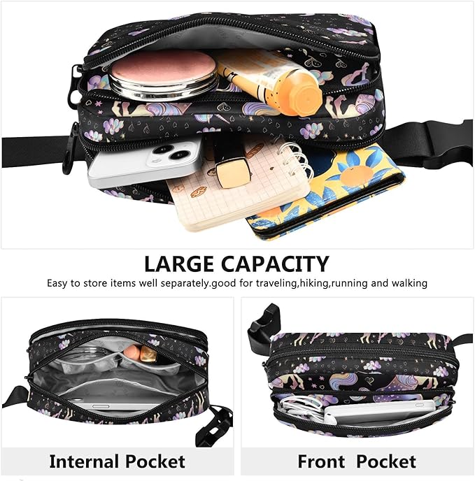 Gradient Unicorns Fanny Pack for Women Men Water Resistant Fashion Waist Packs with Adjustable Strap Belt Bag for Travel Workout Jogging Hiking 21219338