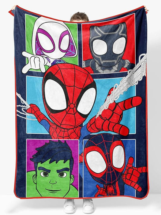 Sunny Side Up Marvel Spidey & His Amazing Friends Plush Throw Blanket - Measures 46 x 60 Inches - Super Soft & Cozy Fleece Kids Bedding Features Miles Morales & Ghost Spider Gwen