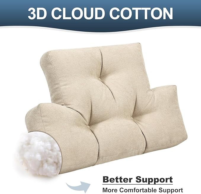 TANYOO Back Pillow for Recliner Lumbar Support Pillow Soft and Fluffy Back Support Cushion Thick Lumbar Cushion for Chairs, Recliners,Sofa, Couch and Bed for Pain Relief Beige
